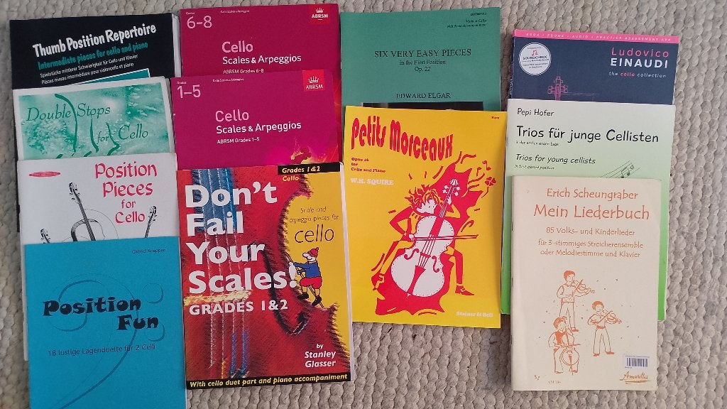 muziekboeken voor Cello Zowel techniek als speelstukken., Klassiek, Les of Cursus, Ophalen of Verzenden, Zo goed als nieuw
