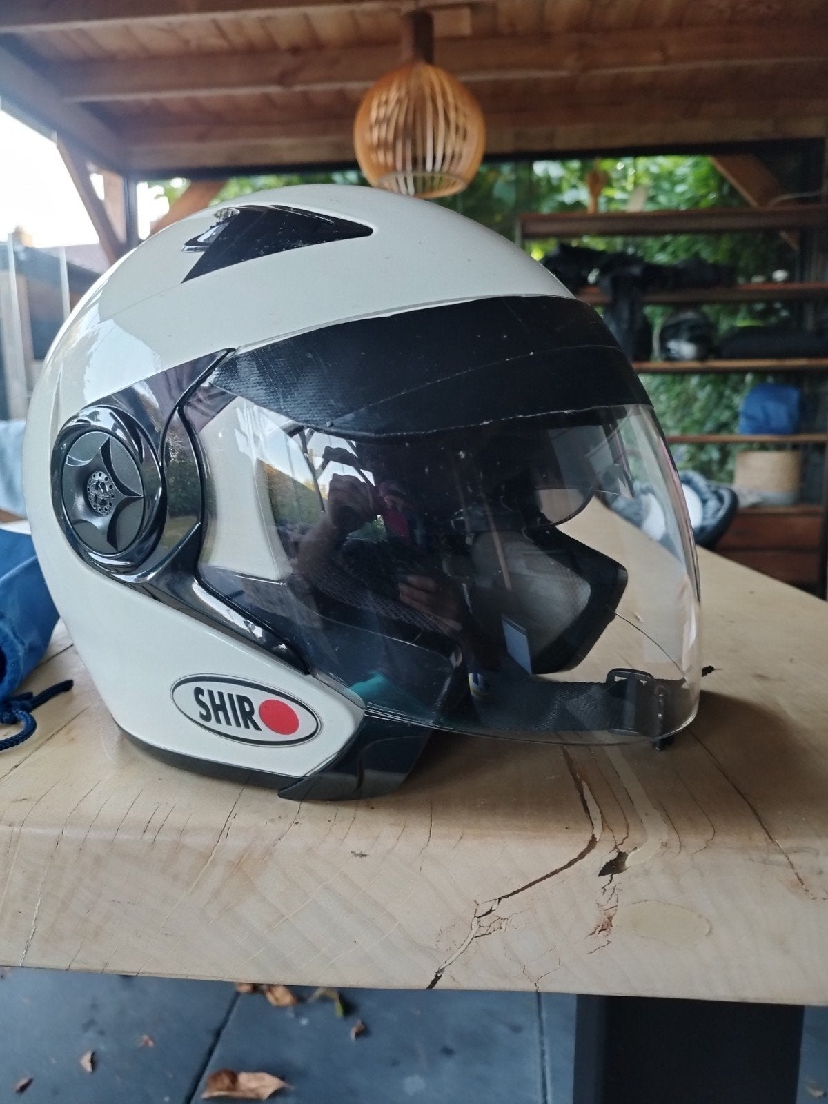 SHIR SH-55 scooterhelm - Wit - Maat XL, Fietsen en Brommers, Brommerhelmen, Ophalen of Verzenden, Gebruikt, Extra large of groter