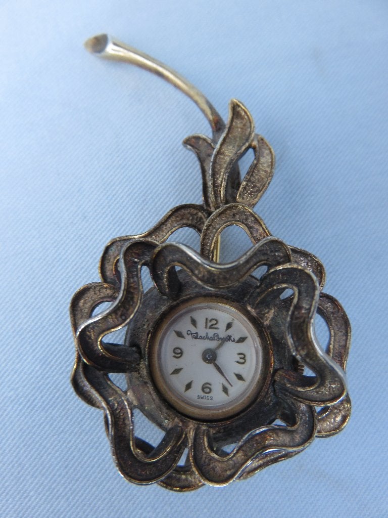 Antiek zilver horloge broche - ca. 1900, Sieraden, Tassen en Uiterlijk, Antieke sieraden, Ophalen of Verzenden, Zilver, Broche