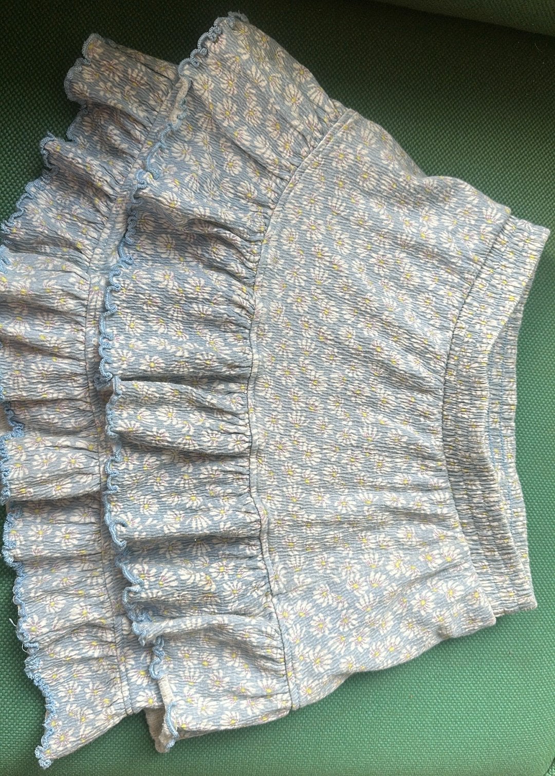 Skort blauw met wit-geel-paarse bloemetjes Hema 122/128, Ophalen of Verzenden, Zo goed als nieuw, Meisje, Jurk of Rok