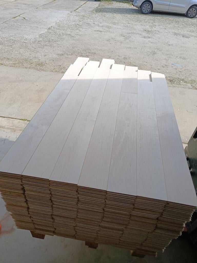 41,5M2 esdoorn toplaag duo-parket #VERNIEUWD#, Ophalen of Verzenden, Gebruikt, Hout, Minder dan 20 mm