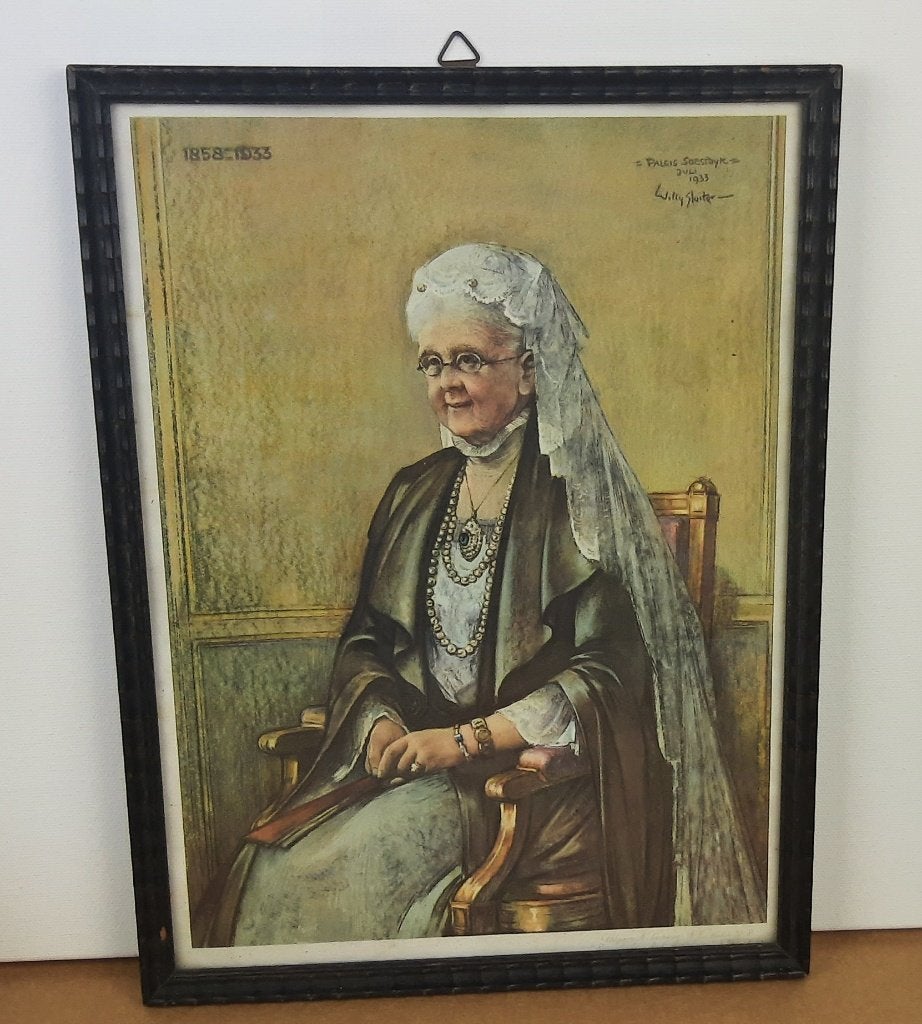 020a-Zeldzaam ingelijst portret, Koningin Emma (1858-1934)., Verzamelen, Ophalen of Verzenden, Zo goed als nieuw, Nederland, Kaart, Foto of Prent