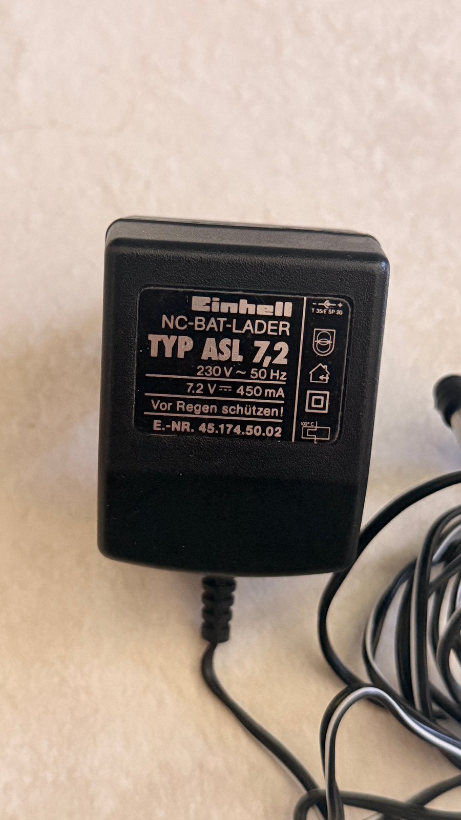 Einhell (Typ ASL 7,2) — 7,2V 0,45A adapter oplader voeding, Ophalen of Verzenden, Zo goed als nieuw