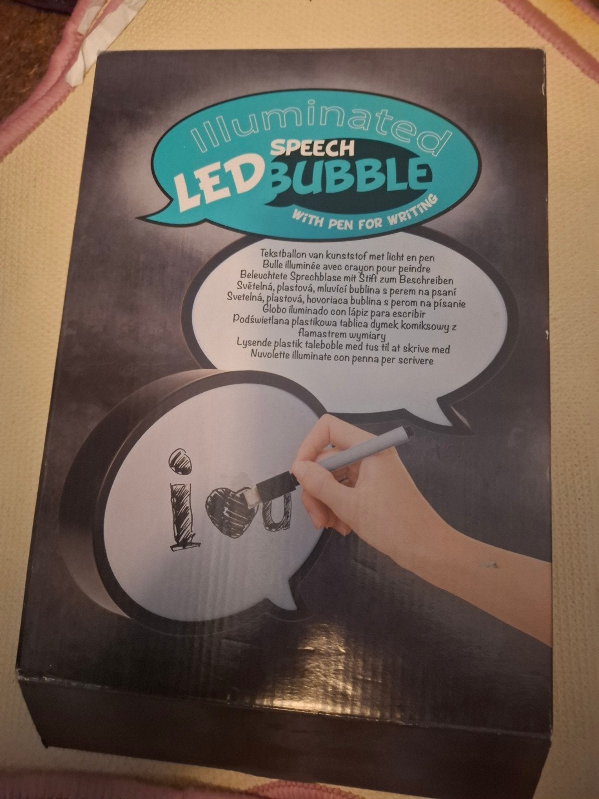 LED Spraakbubbel Lichtbord met Stift, Ophalen, Nieuw, Wit, Kunststof
