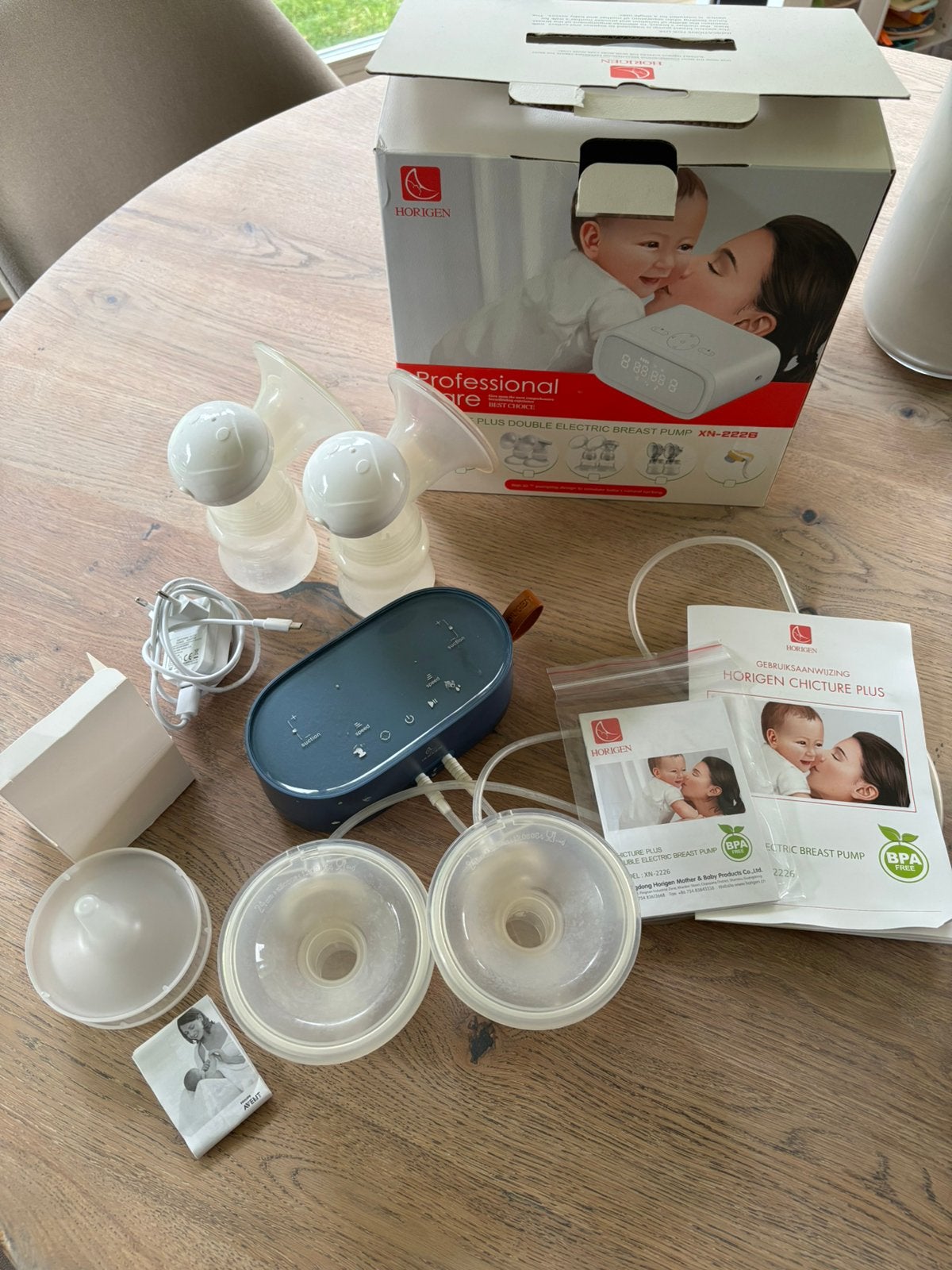 Borstkolf dubbel Horigen met verschillende opzetstukken, Ophalen of Verzenden, Zo goed als nieuw, Borstkolf