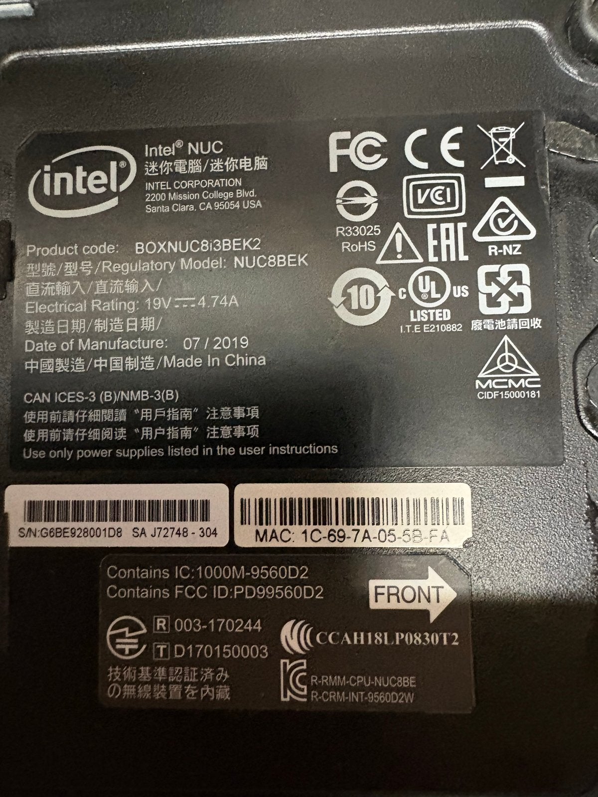 Intel NUC i3-8 Gen, 16GB RAM, 256GB SSD Mini PC, Ophalen of Verzenden, Gebruikt, 16 GB, SSD