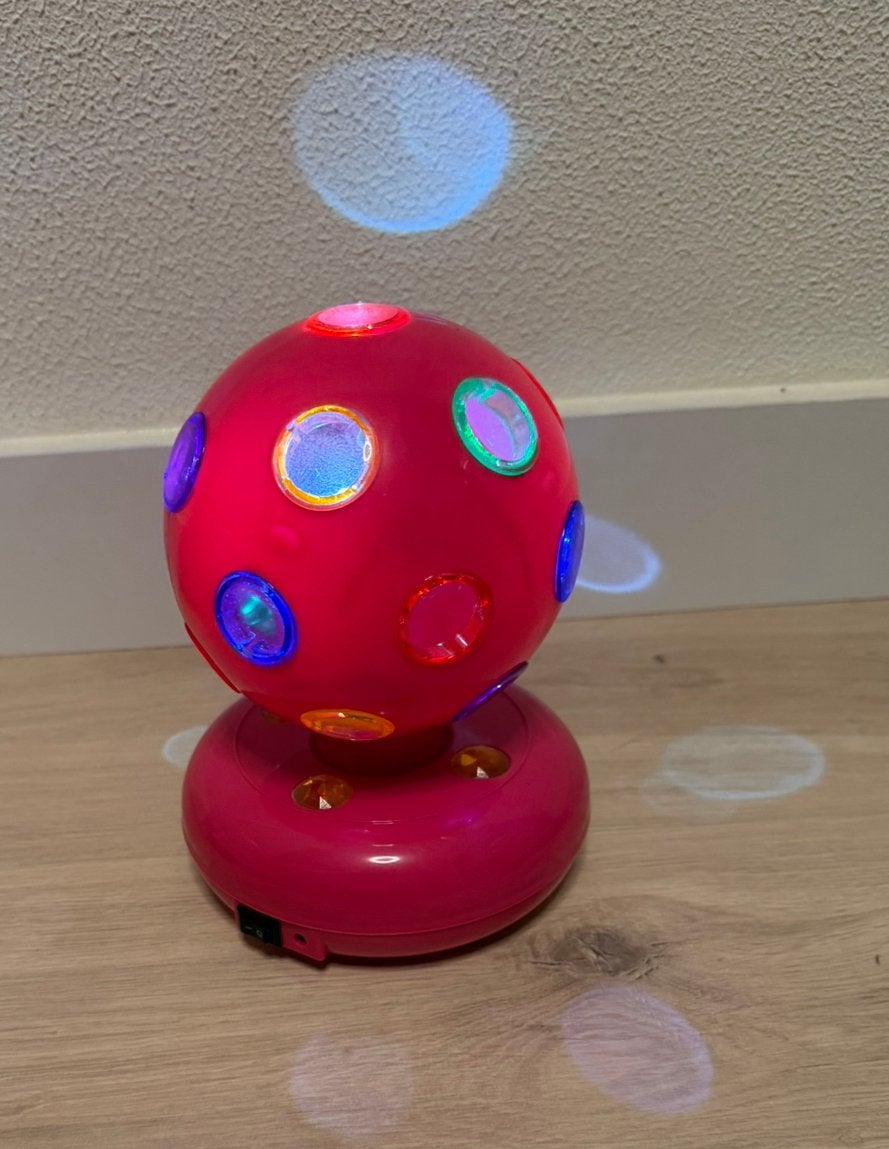 Discobal lamp met gekleurde verlichting roze, Kunststof, Gebruikt, Overige typen, Met schakelaar