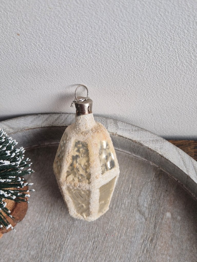 Vintage kerstbal lantaarn zilver/wit 561, *, Gebruikt, *, Ophalen of Verzenden