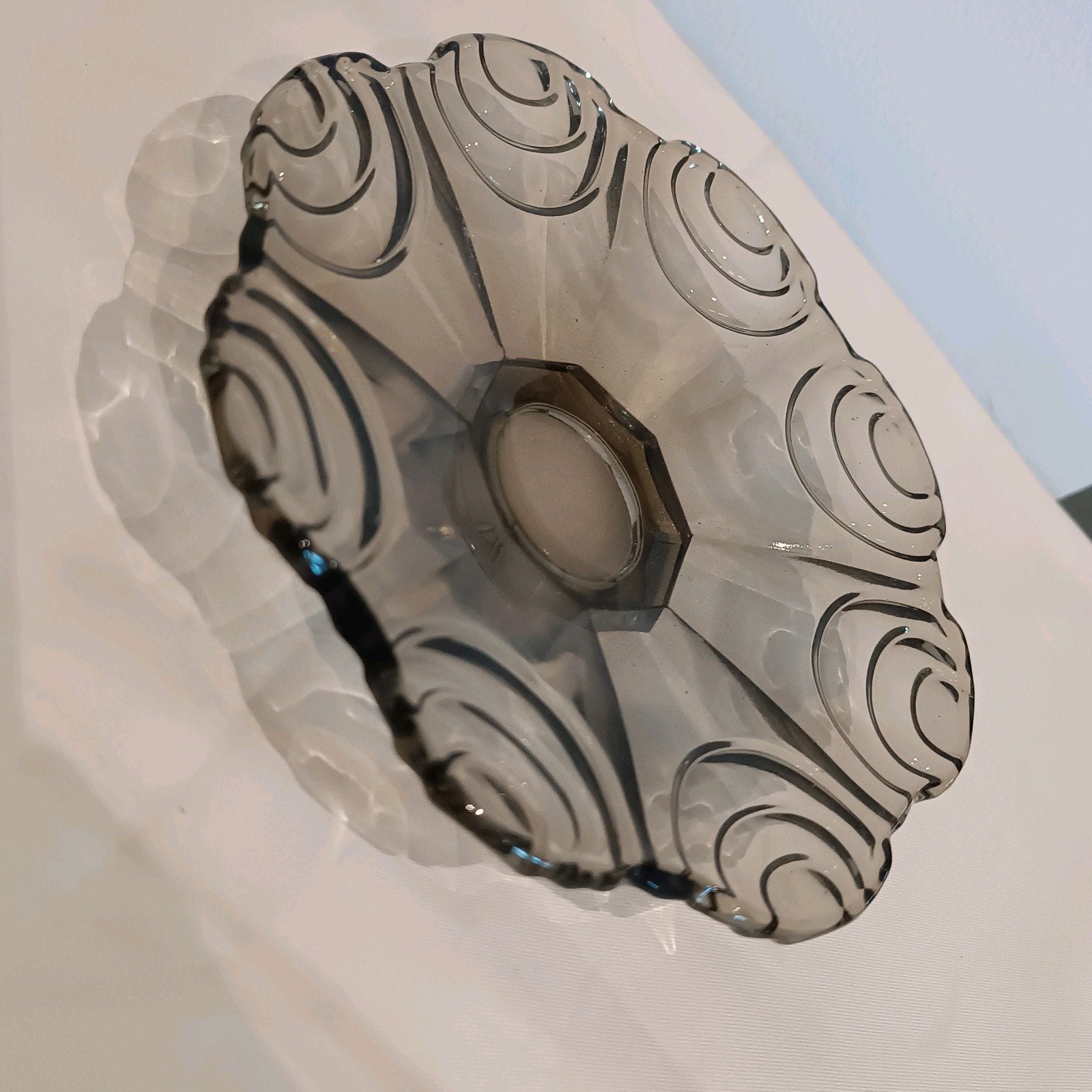 Vintage Art Deco Schaal / Plateau – Rookglas, Antiek en Kunst, Ophalen of Verzenden