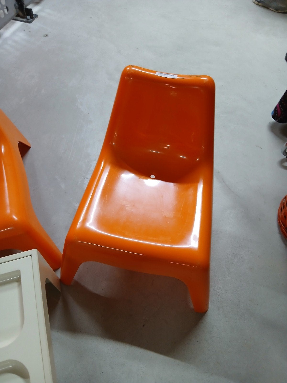 2 Oranje Kunststof Camping Tuinstoelen - 51 cm Hoog, Ophalen, Gebruikt, Kunststof
