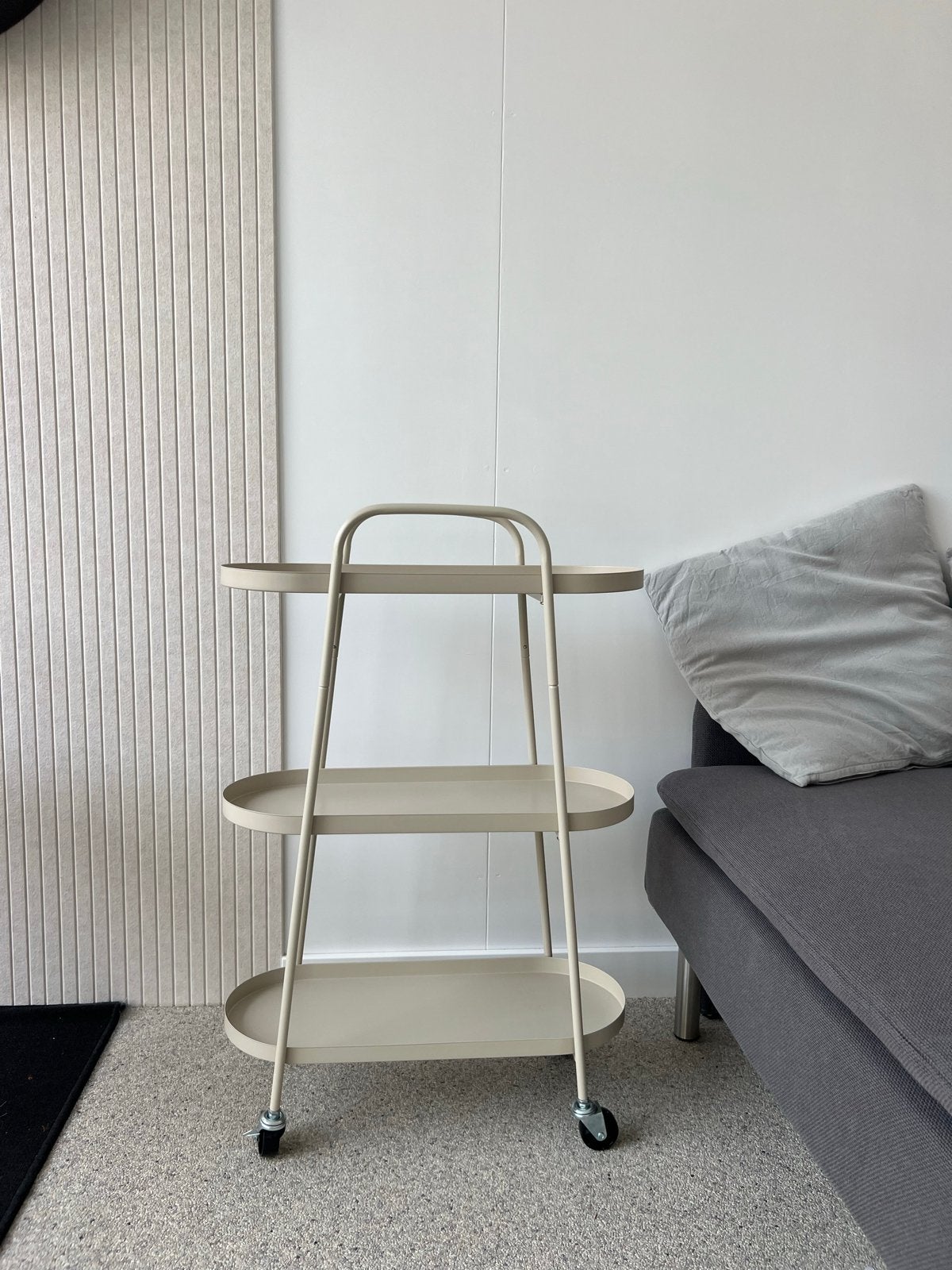 Verrijdbaar serveerwagentje - Crème / taupe kleur, Ophalen, Minder dan 55 cm, Metaal of Aluminium, Nieuw
