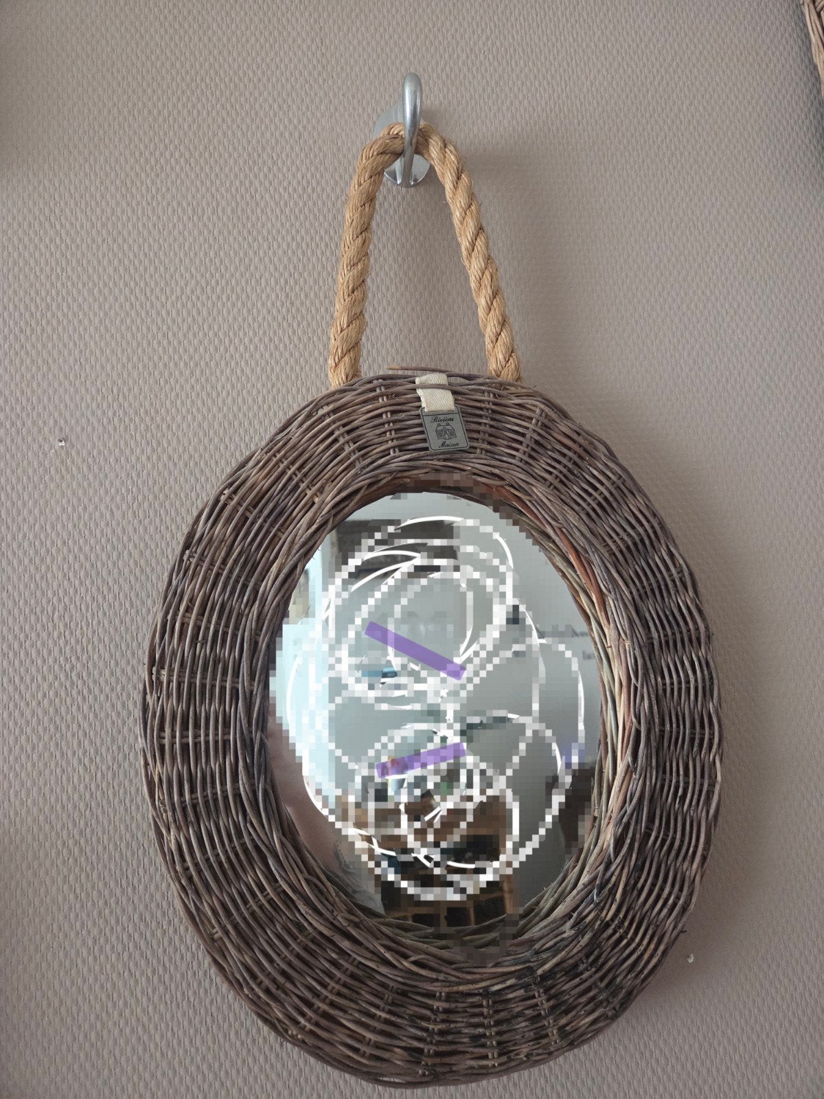 riviera maison spiegel met haak., Ophalen of Verzenden, Zo goed als nieuw, Wanddecoratie, Rotan