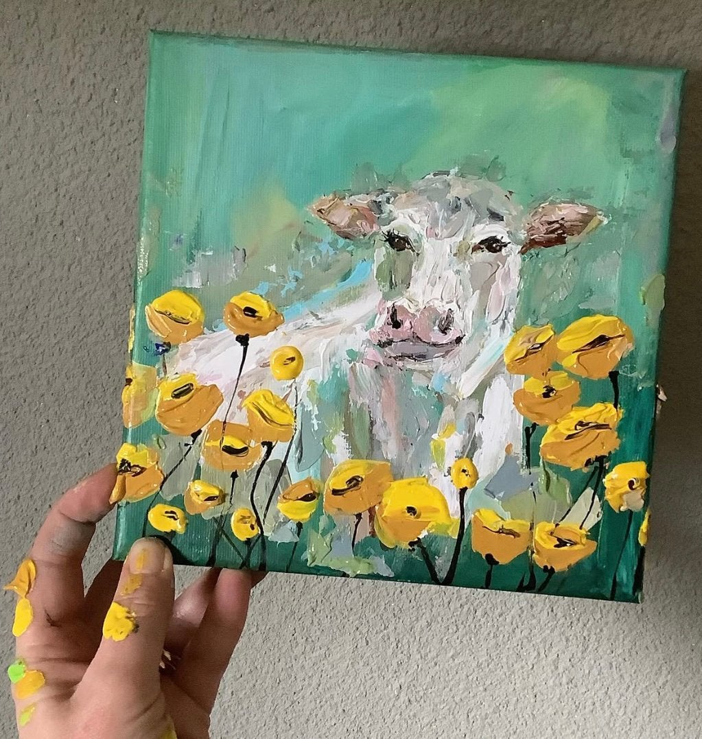 Koe ~ kleintje kunst ~ atelier, Ophalen of Verzenden, Zo goed als nieuw, Schilderij