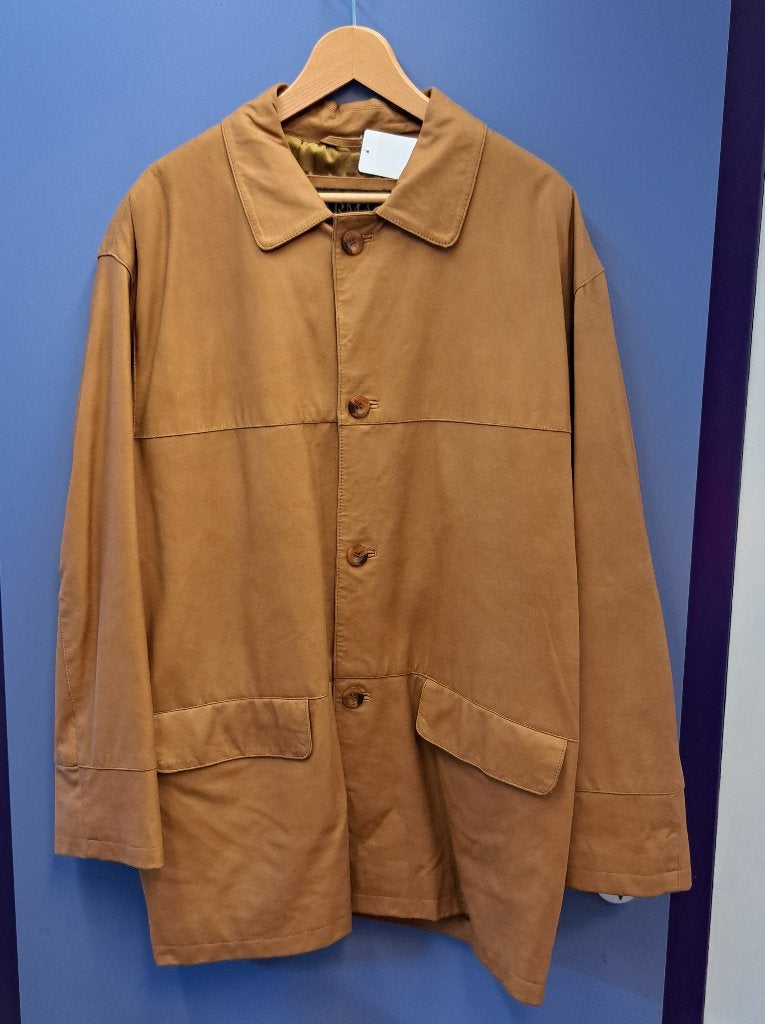 Arma suede leren camel bruine jas met knopen maat 52 48341, Maat 52/54 (L), ., ARMA, Ophalen of Verzenden
