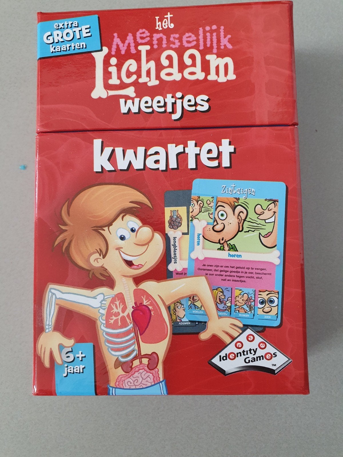 Het Menselijk Lichaam Weetjes Kwartet - Educatief Kaartspel, Drie of vier spelers, Ophalen of Verzenden, Zo goed als nieuw, Identity Games