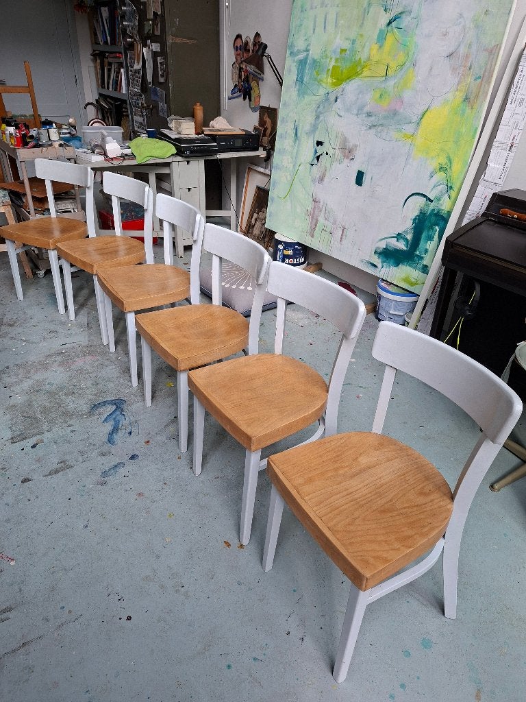 vintage 6x keukenstoelen, bistro, thonetstijl, Ophalen, Gebruikt, Overige kleuren, Thonet/bistro