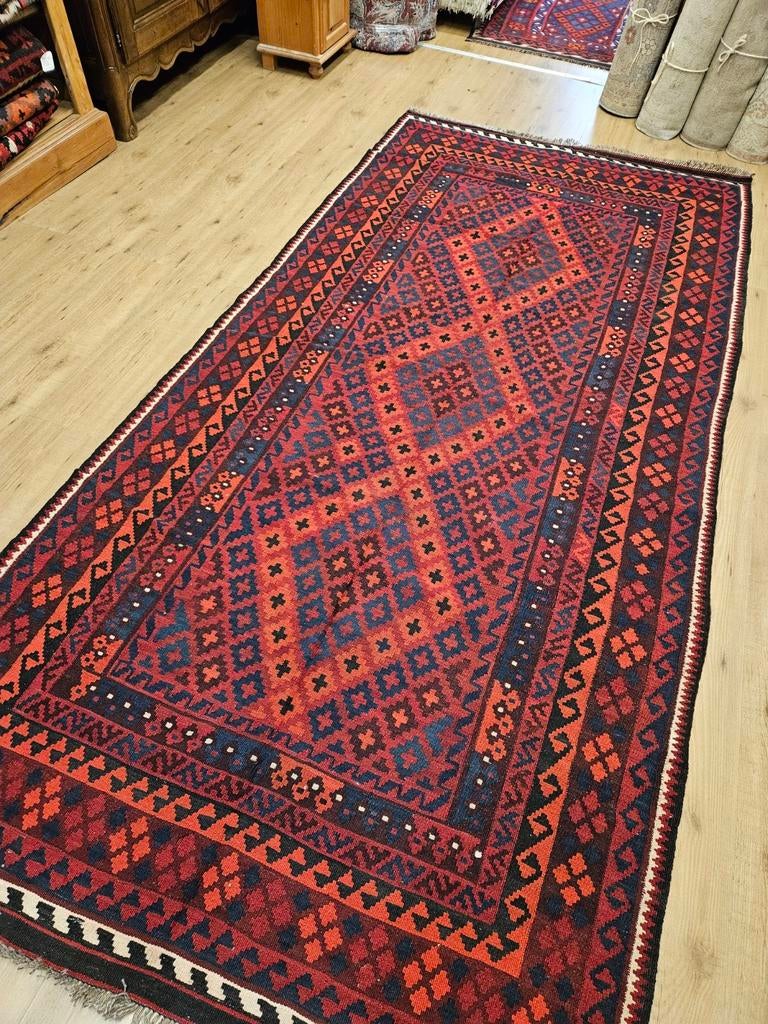 Handgeweven oosterse wollen kelim 303x144, Info@SlatsAntiek.nl, 100 tot 150 cm, Vof Slats Antiek, Ophalen of Verzenden