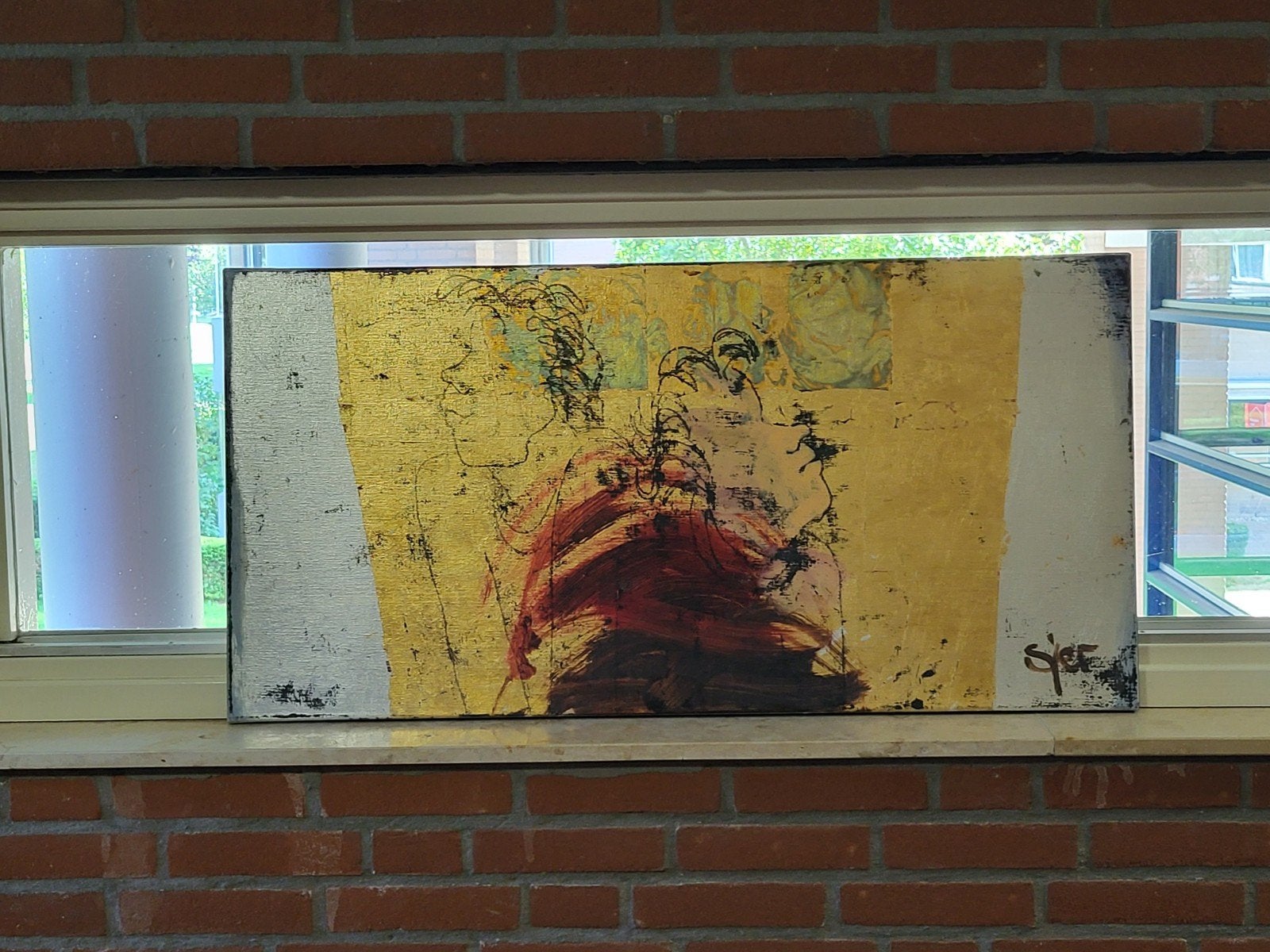 Schilderij Sjer Jacobs, Ophalen, Gesigneerd, Overige materialen, Figuren