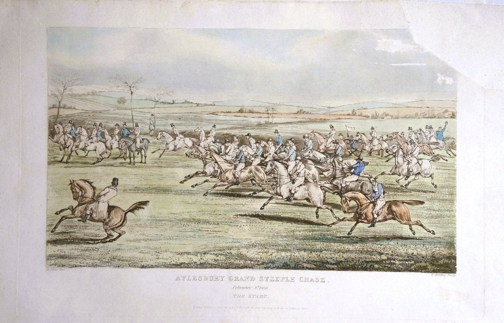 C. Bentley aquatint "Aylesbury Grand Steeple Chase", 1866, Antiek en Kunst, Ophalen
