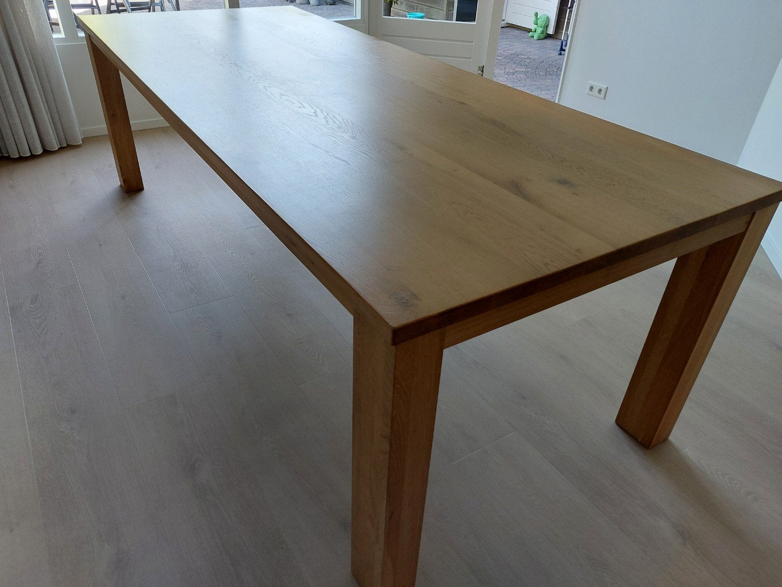 Massief eikenhouten eettafel, Ophalen, Gebruikt, Eikenhout, 200 cm of meer