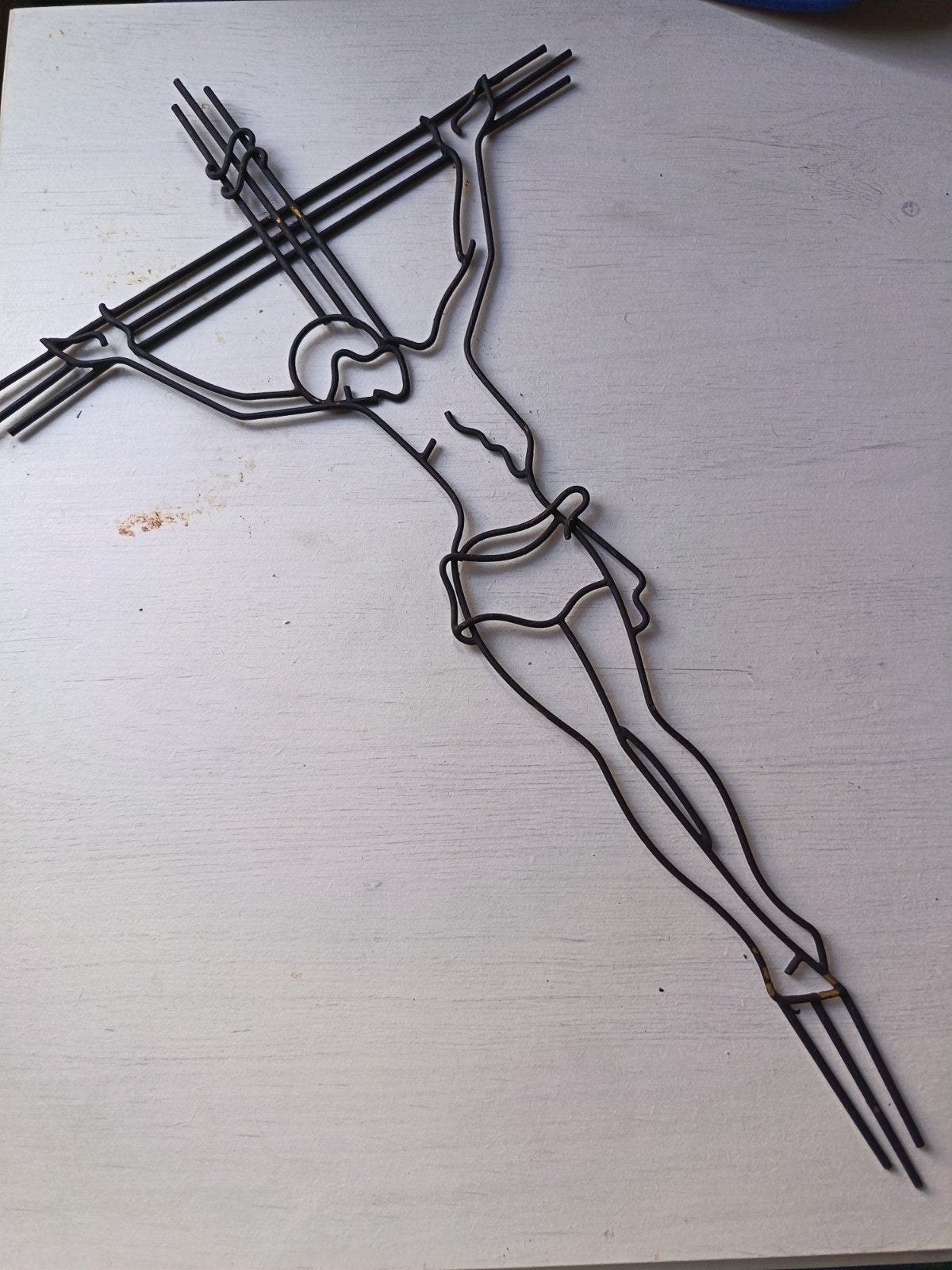 Metalen Christusbeeld aan kruis - Modern design, Ophalen of Verzenden