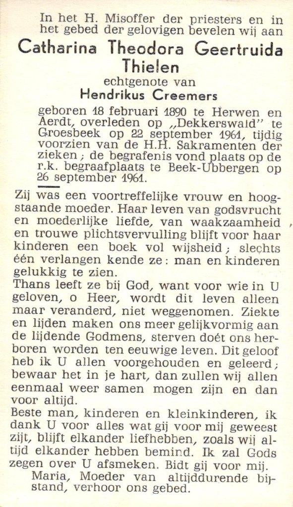 Thielen Cath. T.G. Herwen en Aerdt 1890-1964 Beek-Ubbergen, Ophalen of Verzenden