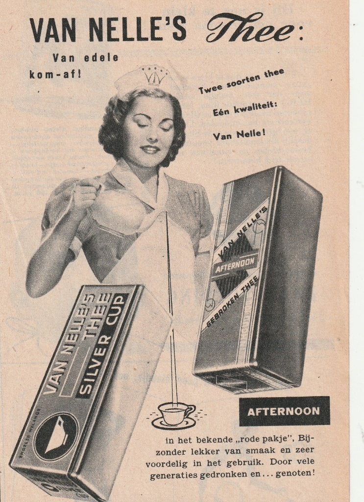 Retro reclame 1954 Van Nelle Afternoon & Silver Cup thee, Verzamelen, Retro, Verzenden, Overige typen