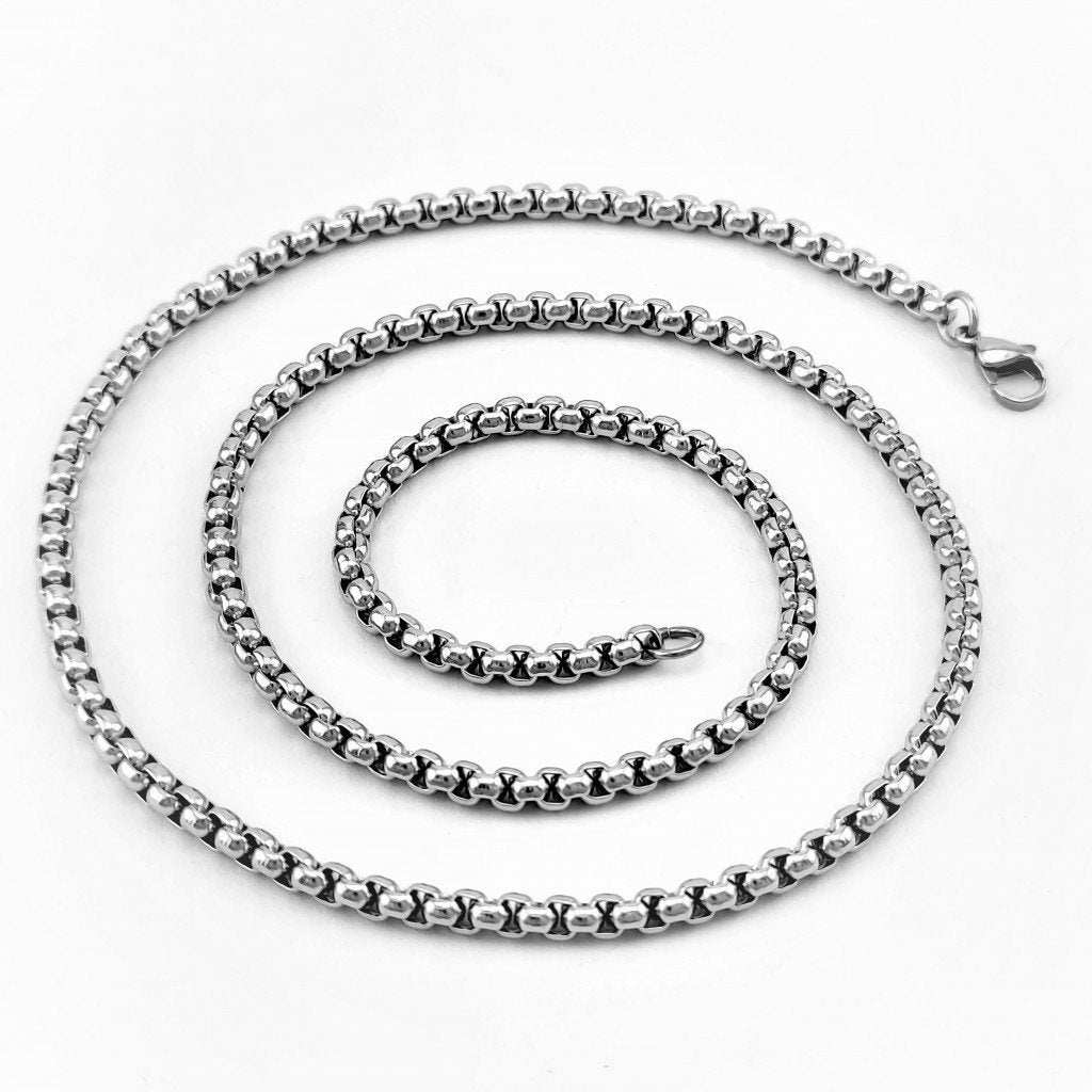 4mm Jasseron Schakelketting Stalen Zilverkleur Unisex RVS, Overige materialen, Birgitta-Gracht 33, 6465 EL Kerkrade, Nederland