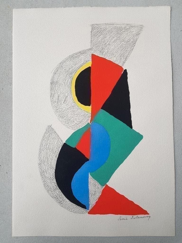 Sonia Delaunay -Compositie - Gesigneerde litho 1973, Ophalen of Verzenden
