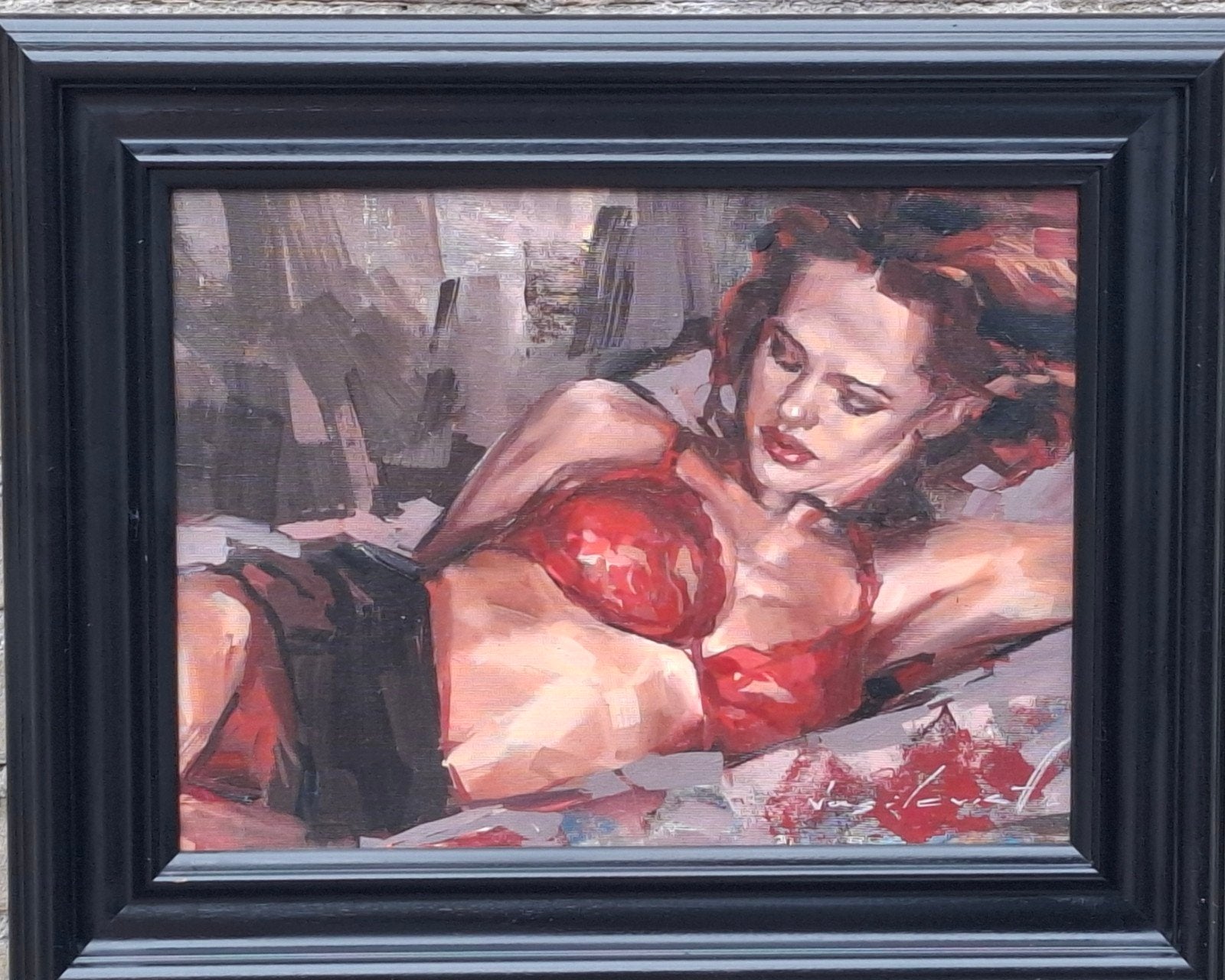 V. Alexander, Pin-up. Olie/doek. 51/41 cm. Certificaat., Ophalen, Doek, Portret of Personen, Impressionistisch