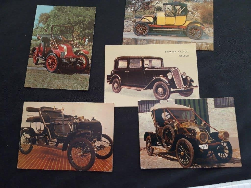 auto ansicht- en fotokaarten Renault oldtimers - setje van 5, Ophalen of Verzenden, Voor 1920, Gelopen, Voertuig