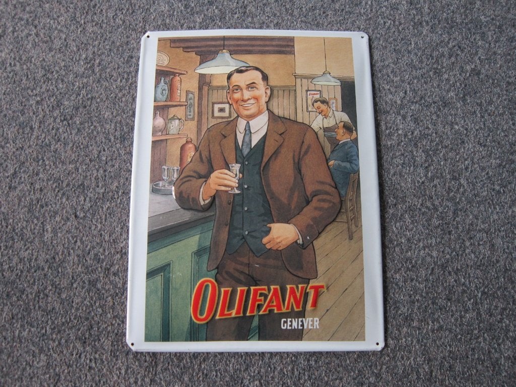 OLIFANT JENEVER BLIKKEN RECLAMEBORD, Ophalen, Gebruikt, Reclamebord