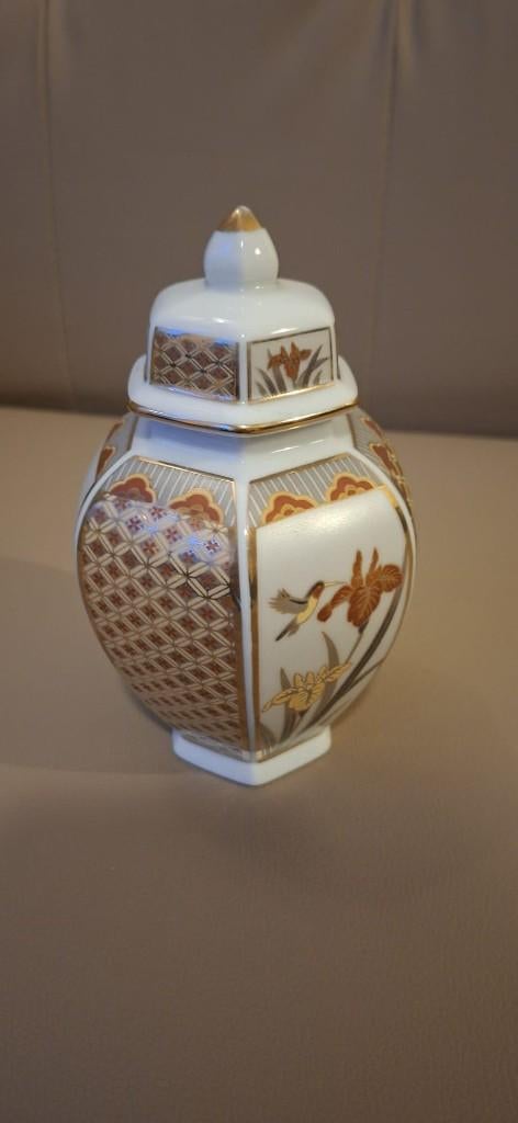 6-hoekig vintage Seizan Japan gemberpot met deksel, Ophalen of Verzenden