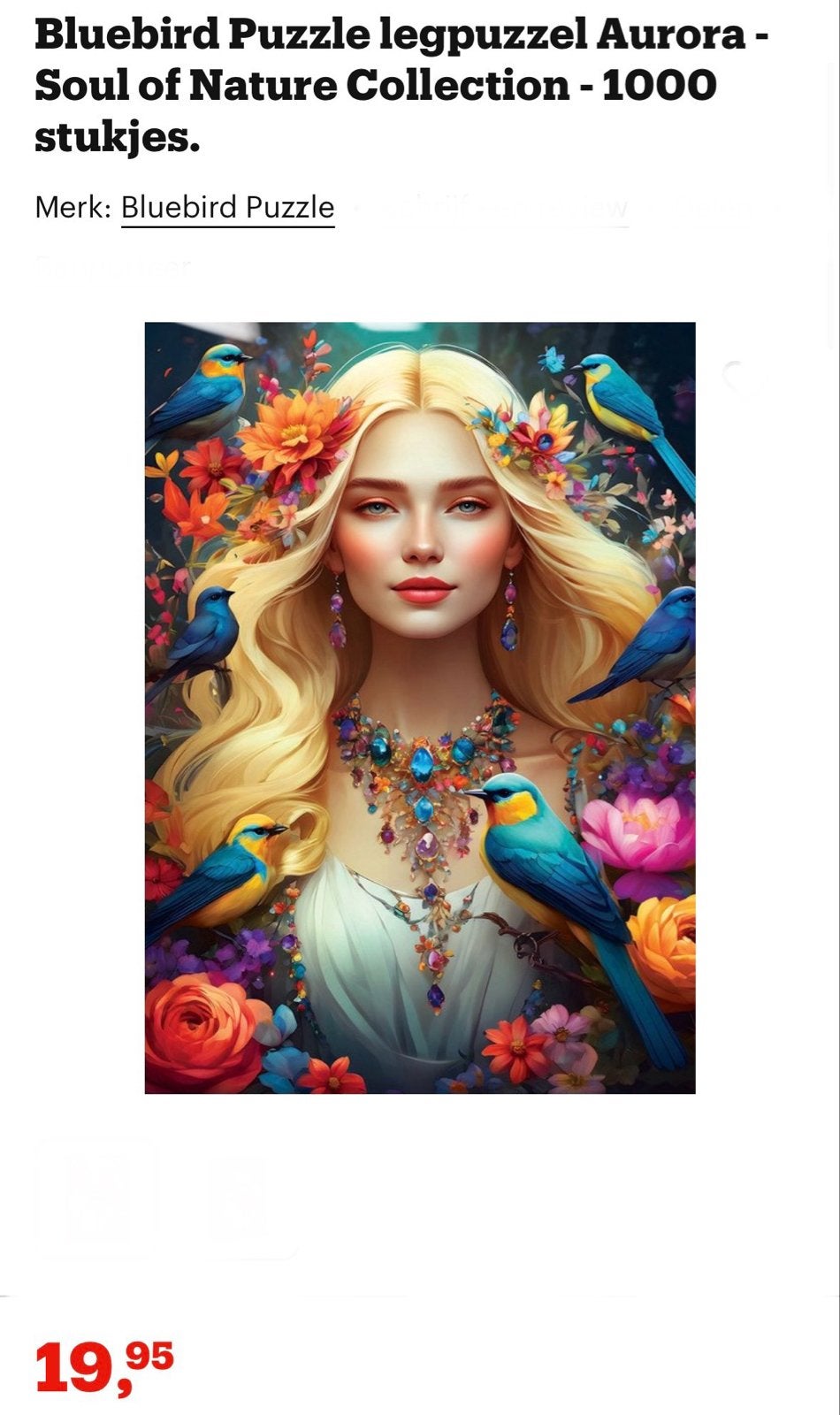Bluebird Puzzle Aurora - Soul of Nature Collection 1000 stuk, Ophalen of Verzenden, 500 t/m 1500 stukjes, Zo goed als nieuw