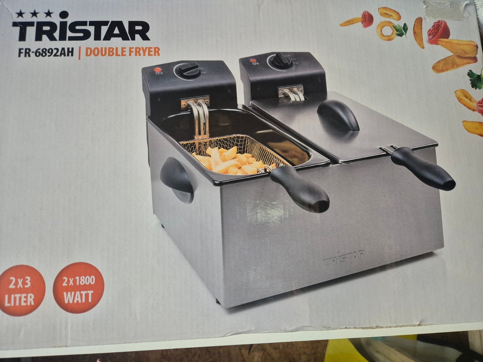 Tristar FR-6892AH Dubbele Friteuse - Nieuw in doos, 4 liter of meer, Ophalen, Nieuw, Duo-friteuse