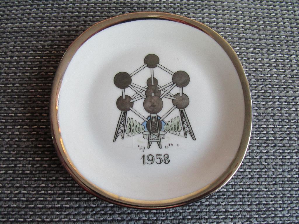 Atomium bordje Expo Brussel 1958, Antiek en Kunst, Ophalen of Verzenden