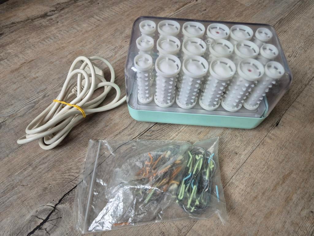 Vintage krulspelden set met verwarmingselement, Ophalen of Verzenden, Gebruikt, Haarverzorging