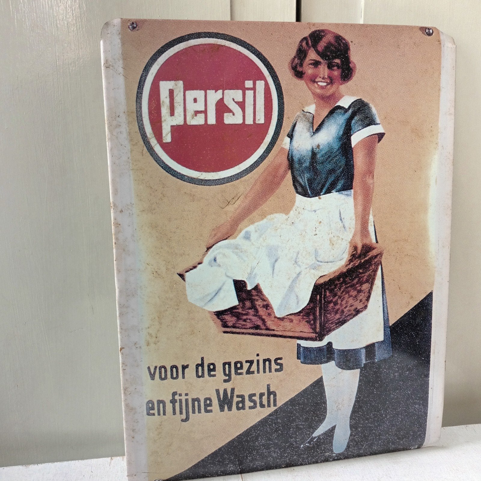 Vintage metalen bord Persil, Verzamelen, Ophalen of Verzenden, Gebruikt, Reclamebord