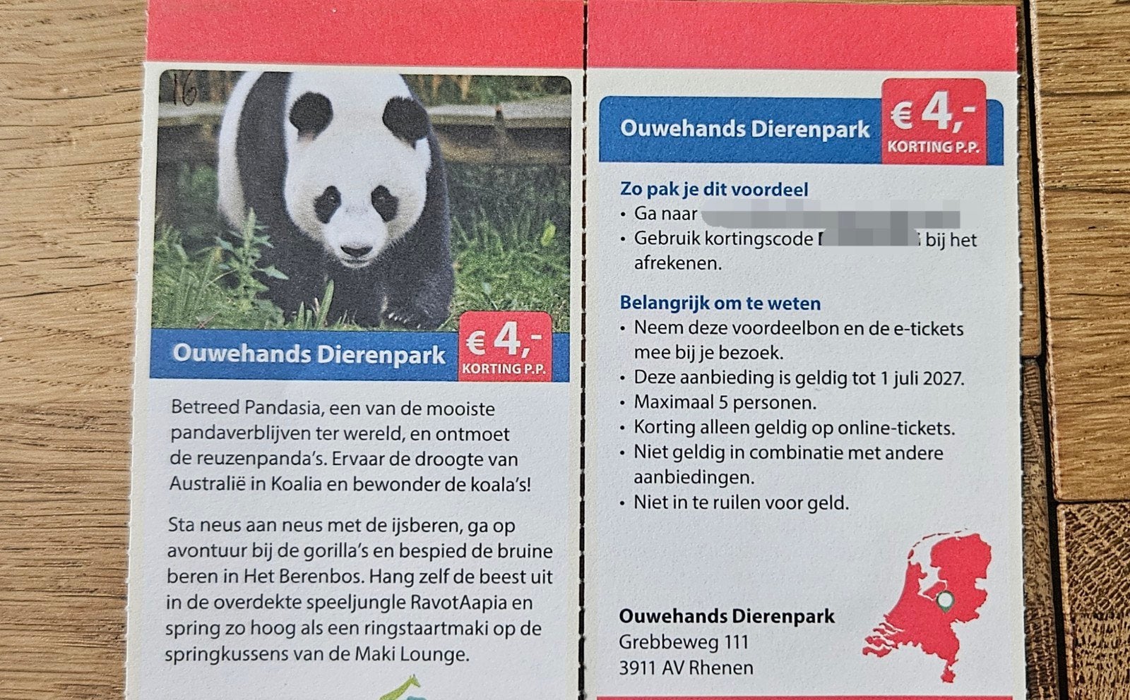 Ouwehands Dierenpark Rhenen. € 4,- korting p.p., Tickets en Kaartjes, Recreatie | Dierentuinen