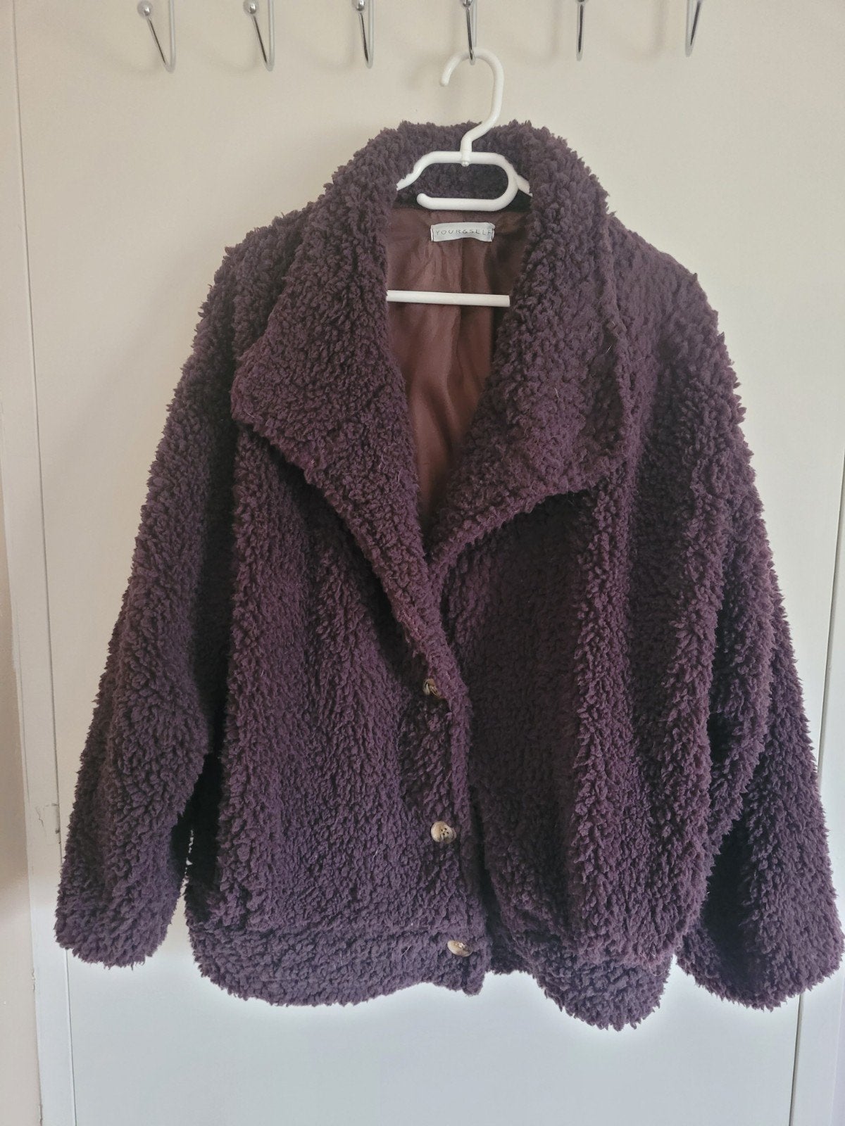 Fluffy jas bruin maat L, Ophalen of Verzenden, Zo goed als nieuw, Maat 42/44 (L), Bruin