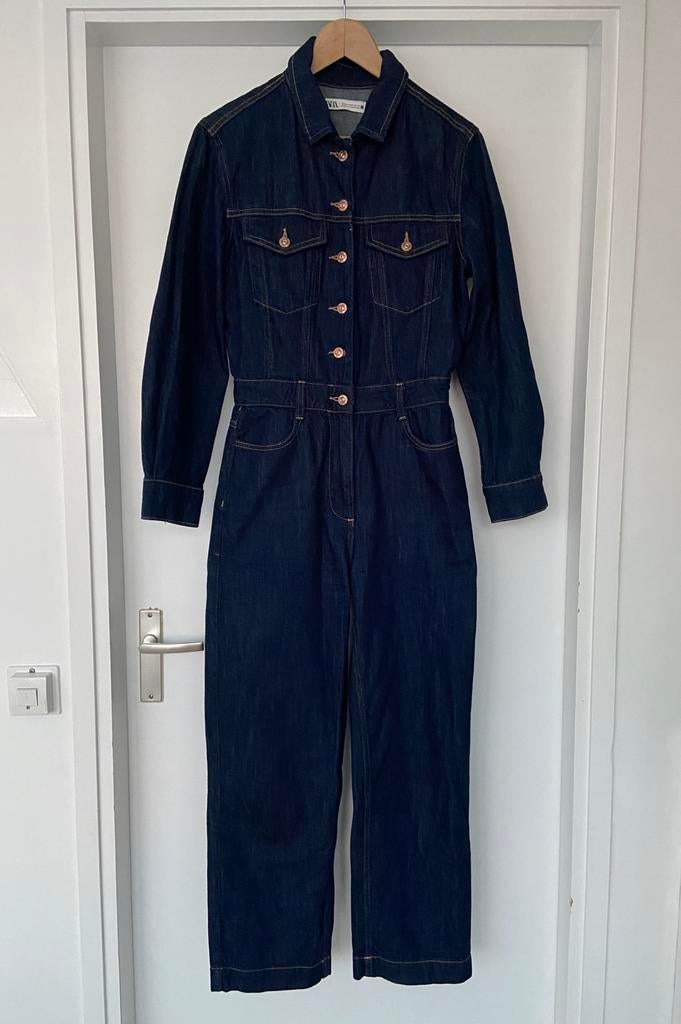 Jumpsuit denim - ZARA maat M, Ophalen of Verzenden, Zo goed als nieuw, Blauw, Overige jeansmaten