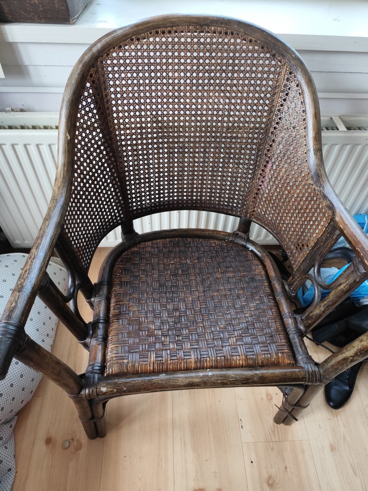 Vintage rotan stoel met webbing, Ophalen