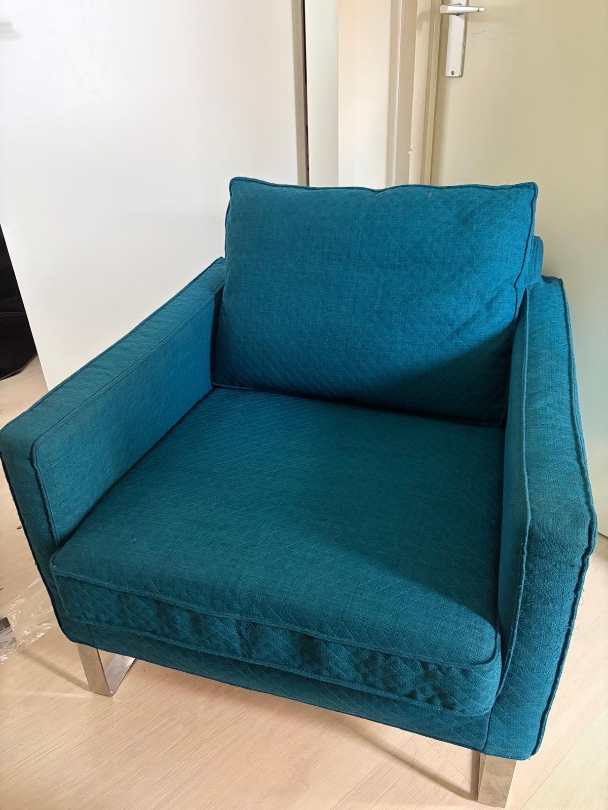 Mooie blauwe fauteuil in uitstekende staat, Ophalen of Verzenden, Zo goed als nieuw, Stof