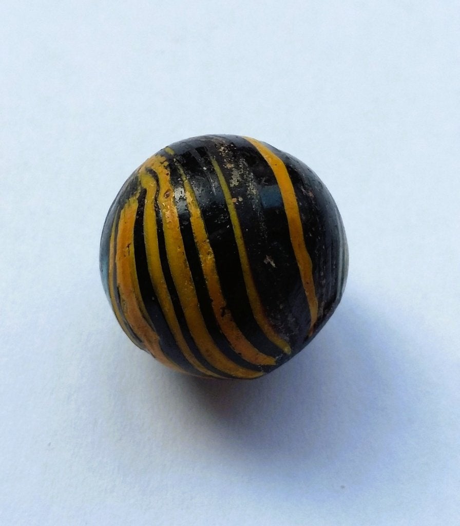 Omstreeks 1850 - 1900 Bodemvondst Glazen Knikker, Antiek en Kunst, Ophalen of Verzenden