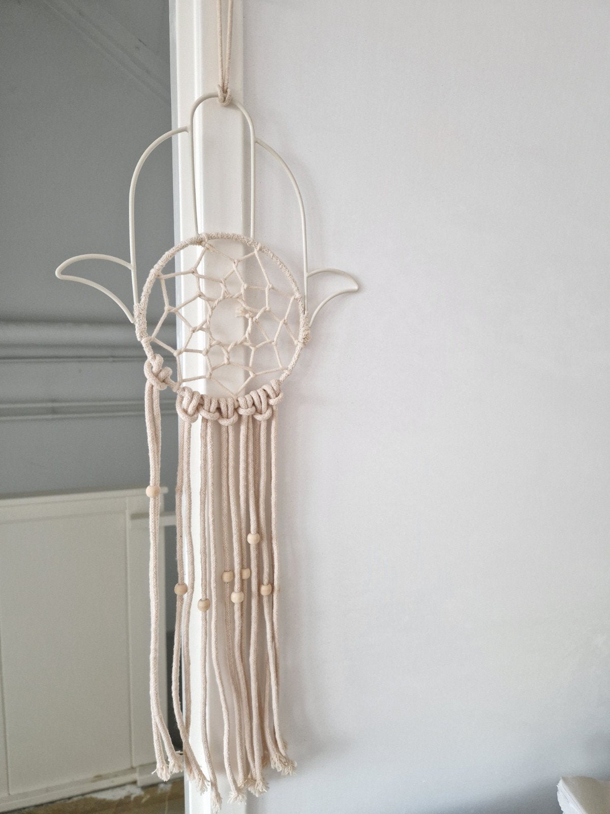 Wandhanger macramee Hamsa hand, Huis en Inrichting, Ophalen of Verzenden, Zo goed als nieuw, Textiel, Boho