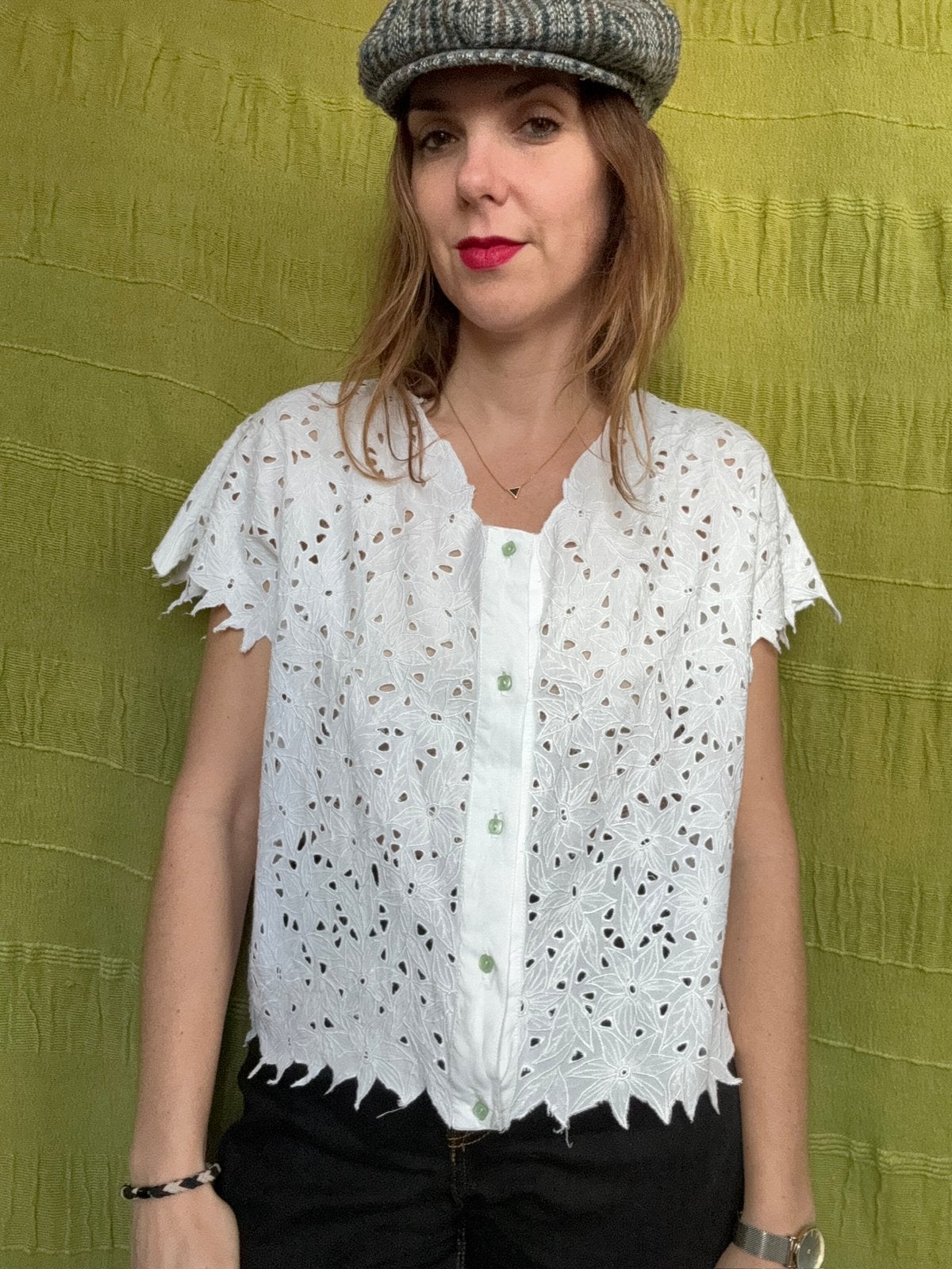 Vintage blouse / shirt - wit - S/36, Kleding | Dames, Hgv, Wit, Hgv, Ophalen of Verzenden