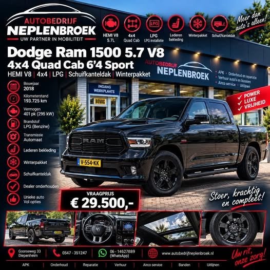 Dodge Ram 1500 5.7 V8 4x4 Quad Cab 6'4 Sport 1500 5.7 HEMI V, Auto's, Automaat, Dealer onderhouden, Gebruikt, 5654 cc
