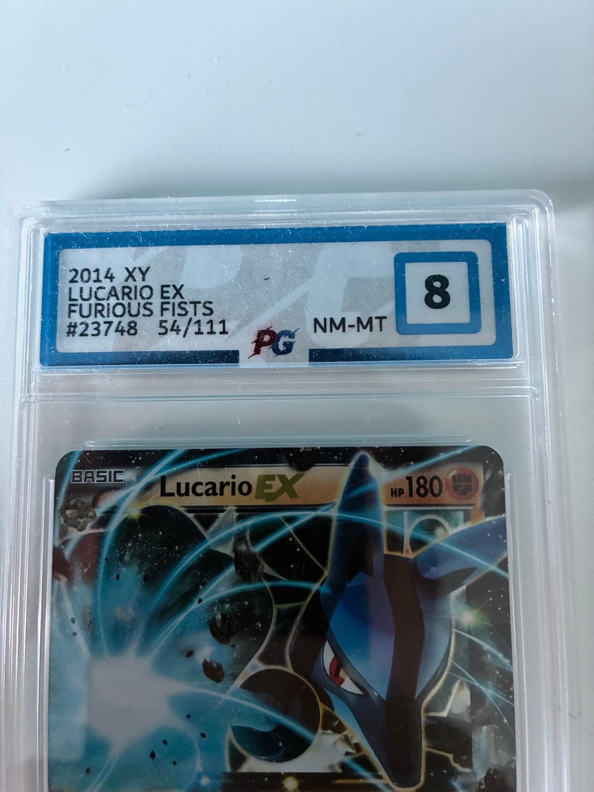 Lucario EX 54/111 - PG NM-MT 8 Pokémon kaart, Ophalen of Verzenden, Zo goed als nieuw, Losse kaart
