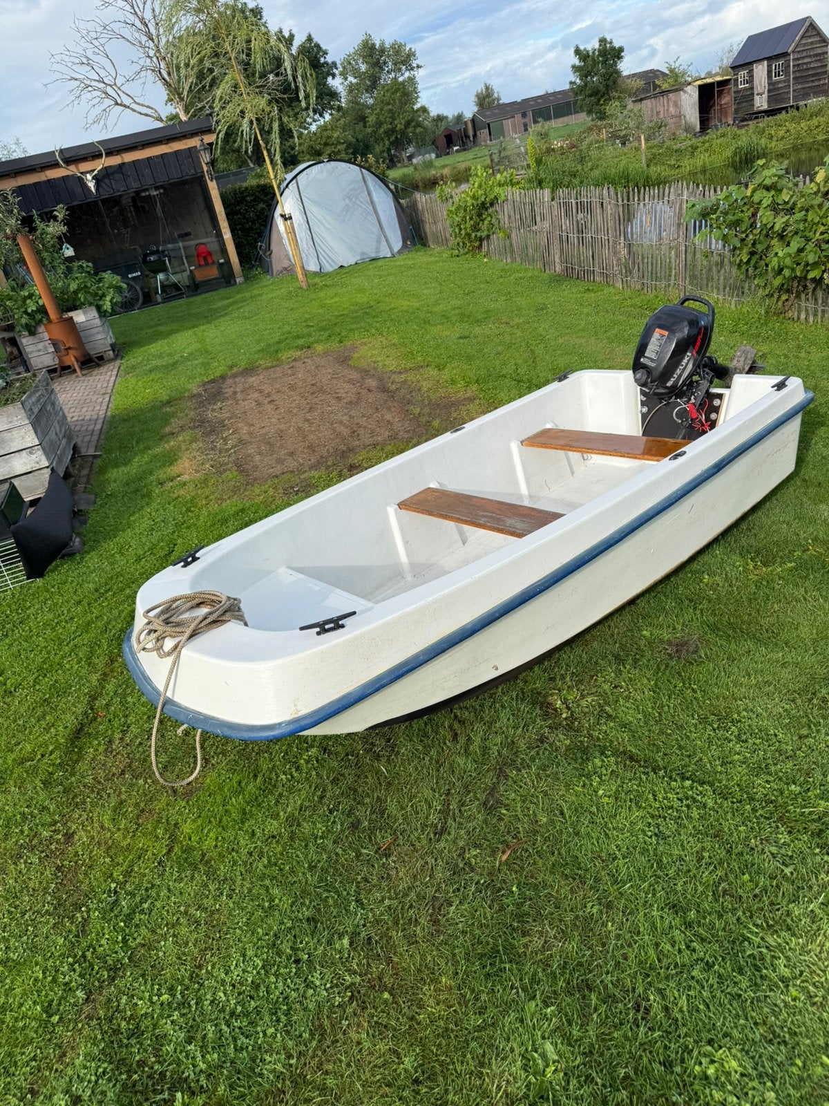 Boot met 2,5 pk buitenboordmotor, Ophalen, Gebruikt