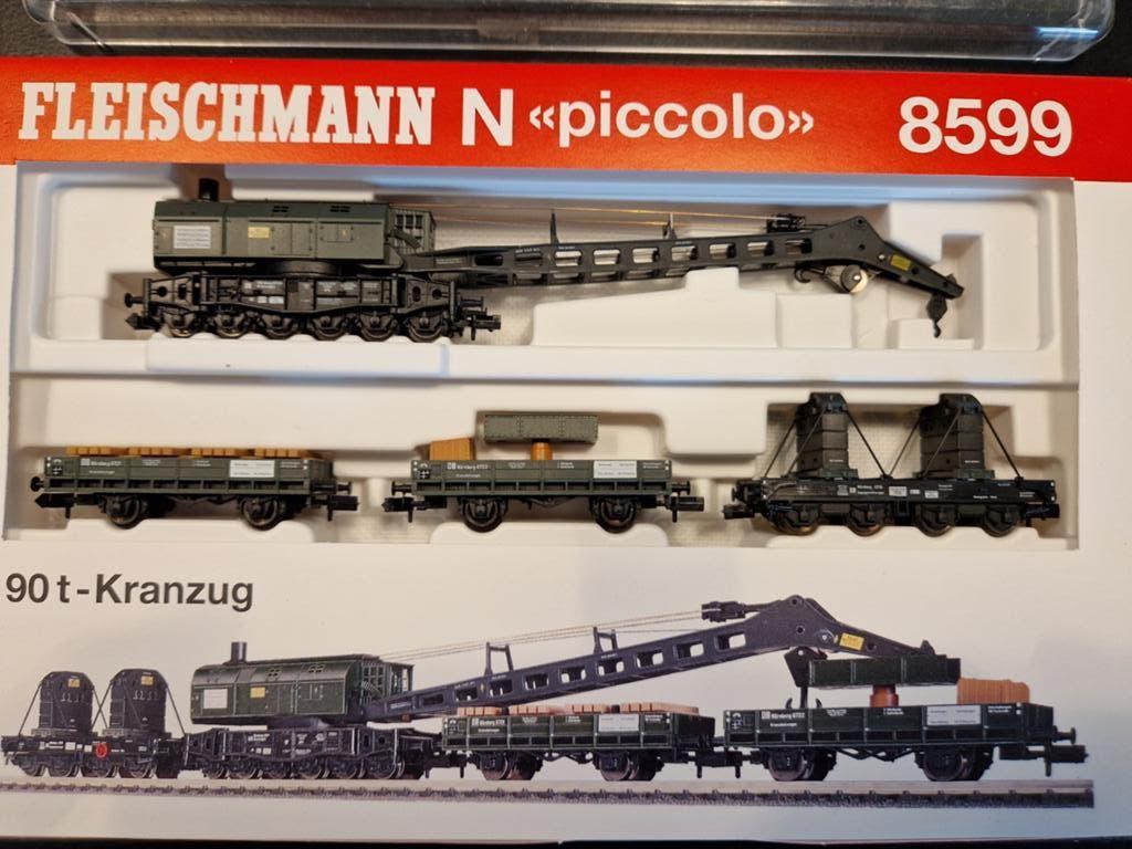 Fleischmann N 90t kraanset,  4-delig, OVP 8599, Treinset, Gelijkstroom, Fleischmann, Ophalen of Verzenden